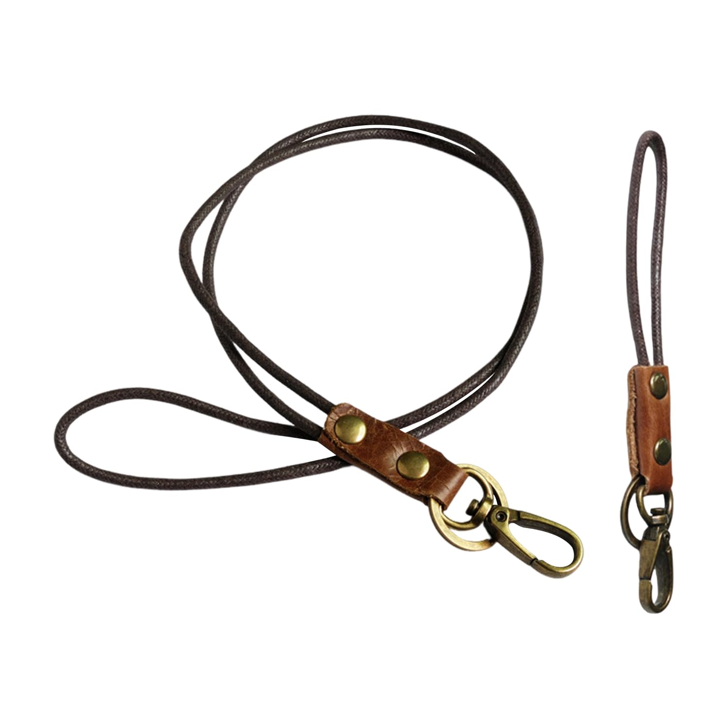 Gdfhbd Brown 1 Piece Of Hanging Neck Rope, 1 Piece Of Wrist Rope, Retro Leather Necklace, Key Lanyard, Id Card Lanyard, Travel Commuter Decoration, Holiday Anniversary.