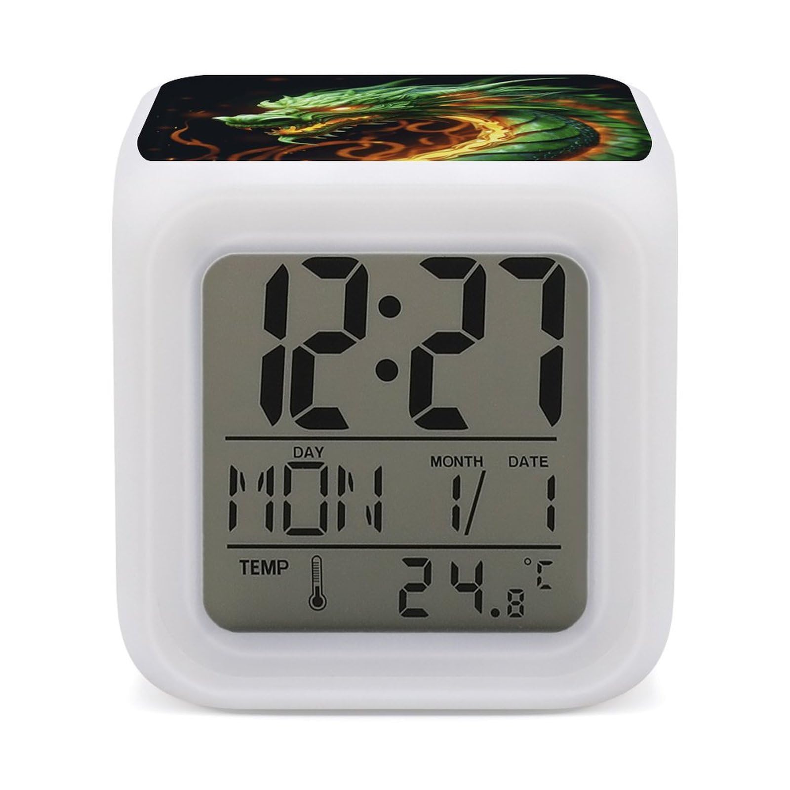 VstaDank Chinese Dragon Digital Alarm Clock LED Display Screen Color Change Alarms Clock Smart Alarm Clock Wake Up Digital Clocks with 7 Color Nightlight for Bedroom