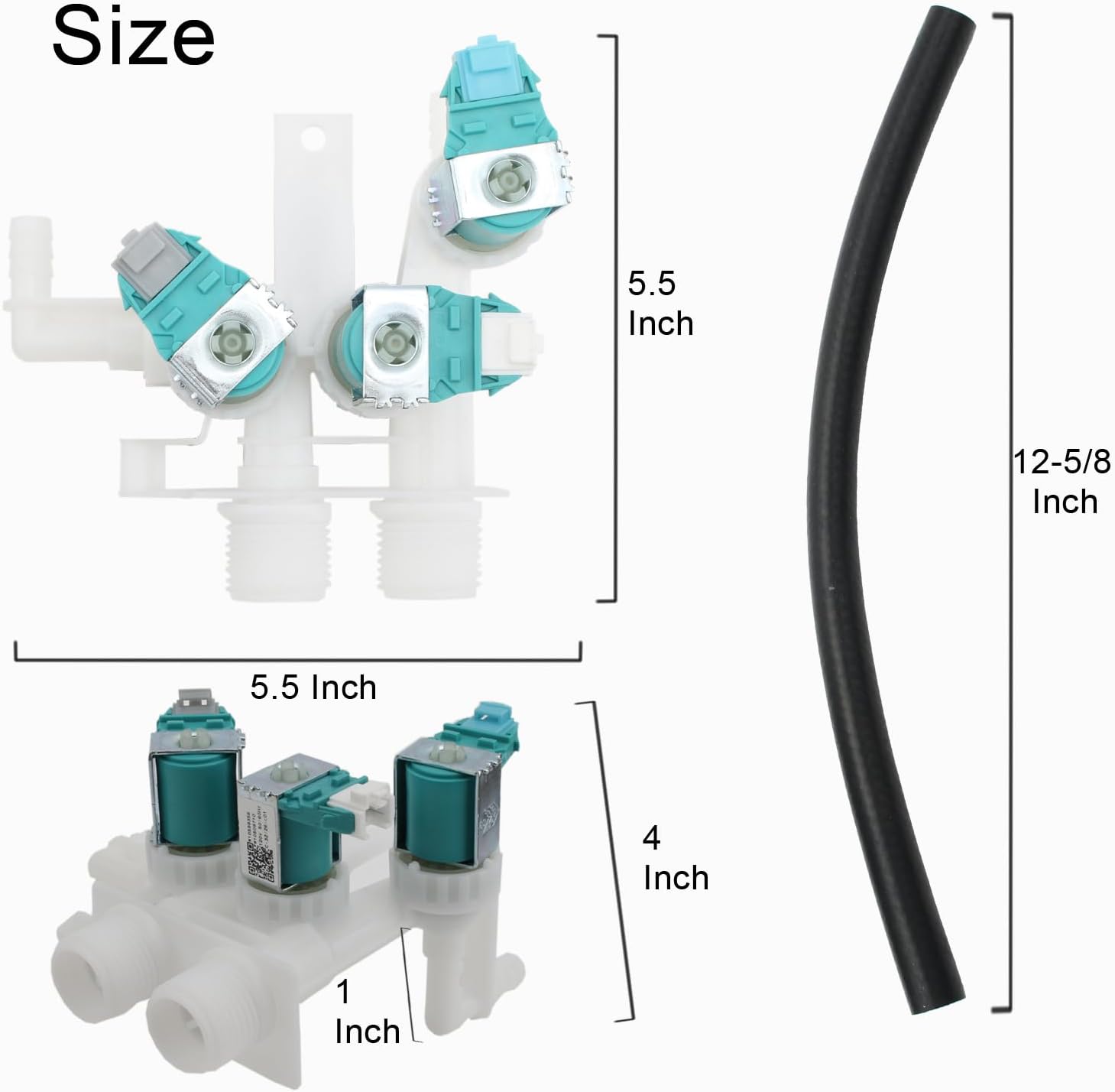 W10599356 W10509710 Washer Water Valve Replacement Compatible with Whirlpool Front Load Clothes Washing Machines Fill Valve with 2 Hoses