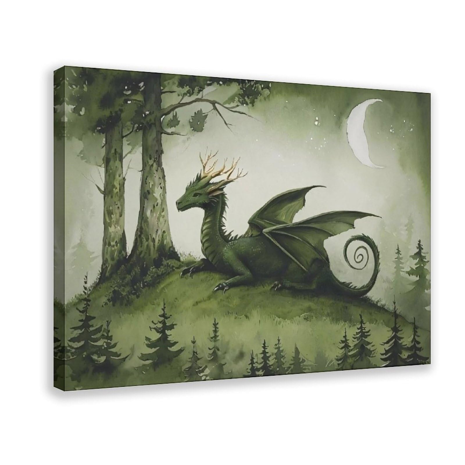 Bareronor Dragon of The Forest Poster Canvas Poster Bedroom Decor Landscape Office Room Decor Gift 12" L X 18" W