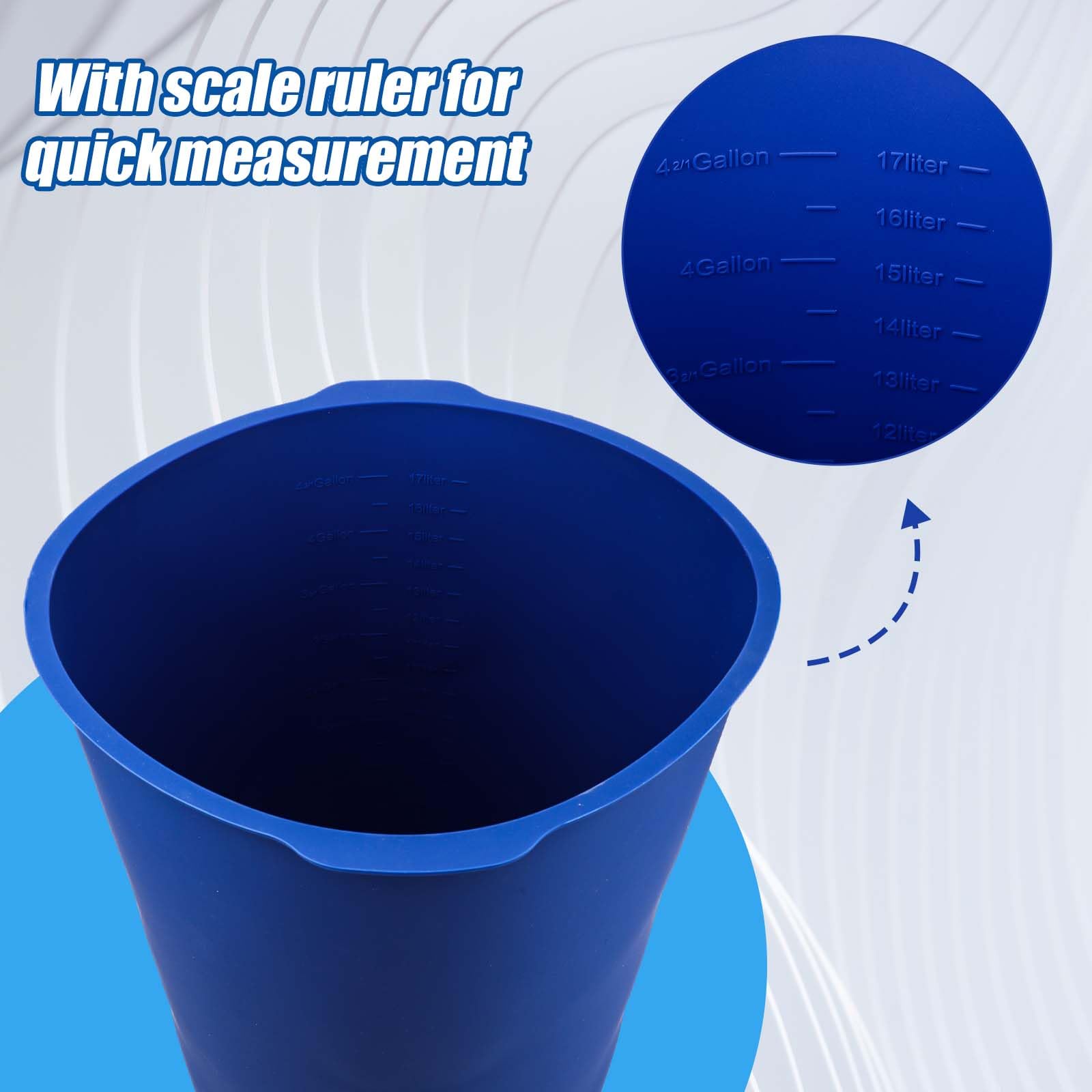 Revêtement de Seau de 5 Gallons, Revêtements de Seau en Silicone Réutilisables avec Échelle de Mesure sur la Paroi Intérieure Bucket Liner pour Les mélanges Fins de Mortier et de Béton