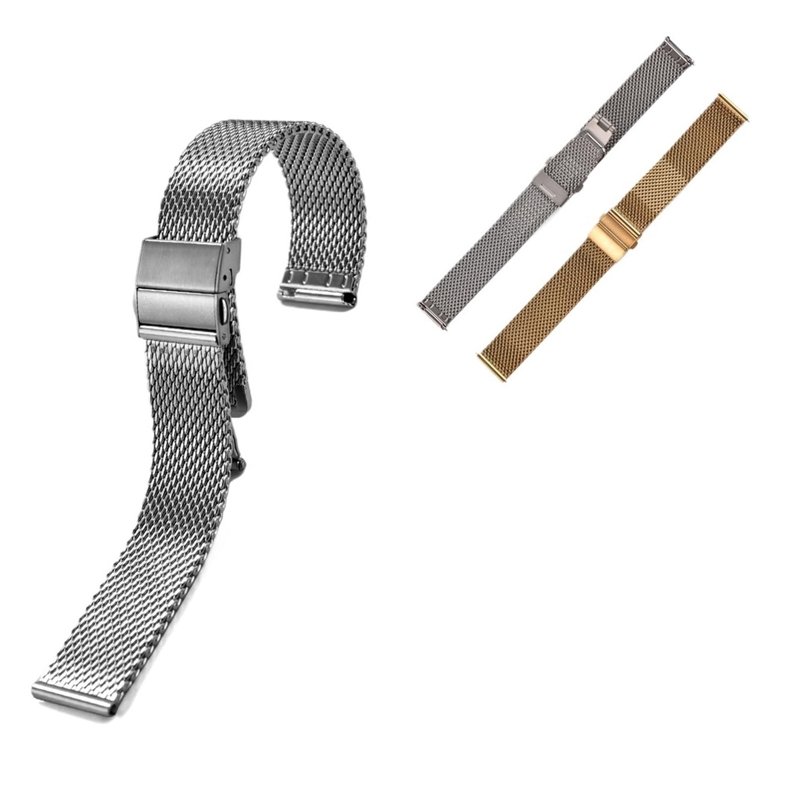 XILILHC Braccialetti Con Fibbia Pieghevole In Metallo Cinturino In Acciaio Inossidabile In Maglia Milanese A Sgancio Rapido 18mm 20mm 22mm