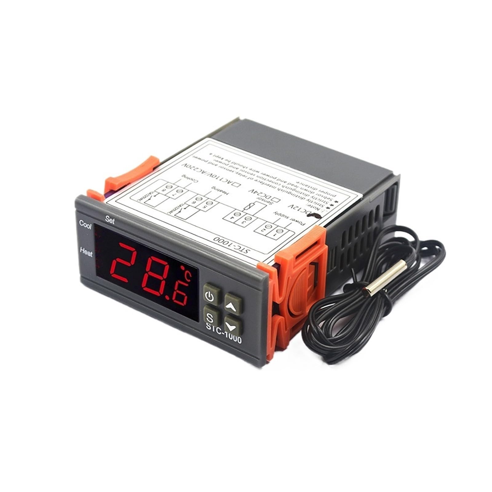 Controlador de temperatura digital Termostato Termorregulador Incubadora Relé LED 10A Calefacción Refrigeración STC-1000 12V 24V 220V(DC-12V)