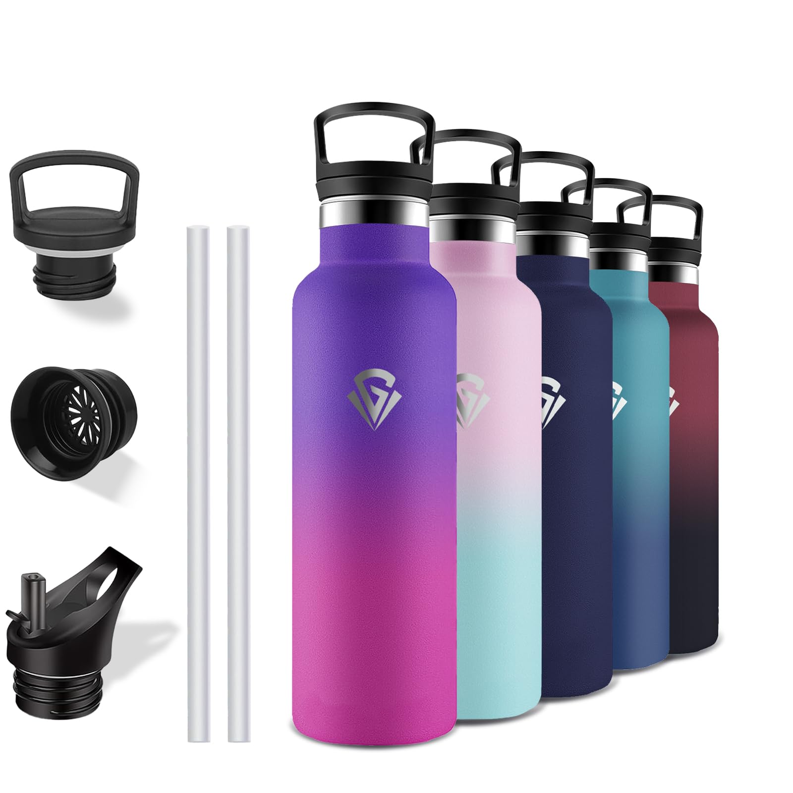 Grsta Stainless Steel Water Bottle, 750 ml Thermos Flask, Water Bottle with Straw, BPA-Free, Leak-Proof, Insulated Flask, Double-Walled, Water Bottle for Travel, Camping, Office, โ image 1