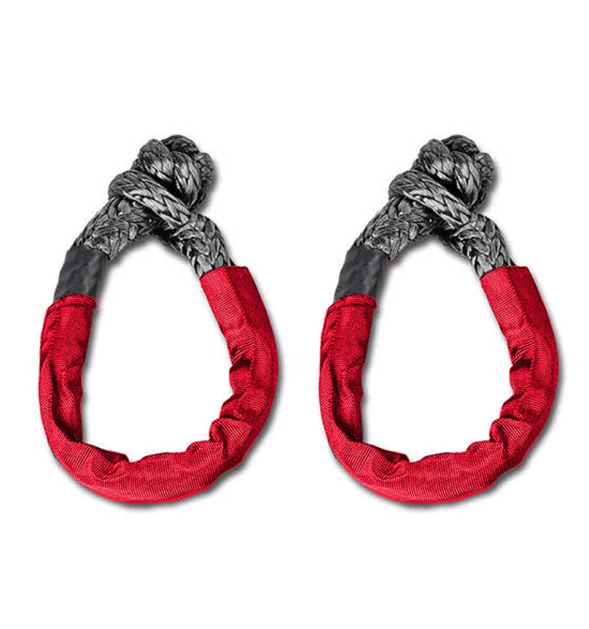 Synthetic Soft Shackles Rope, Used in Boating Recovery, Towing, Winching of off-road 4x4, ATV, SUV (Pack of 2 Red)
