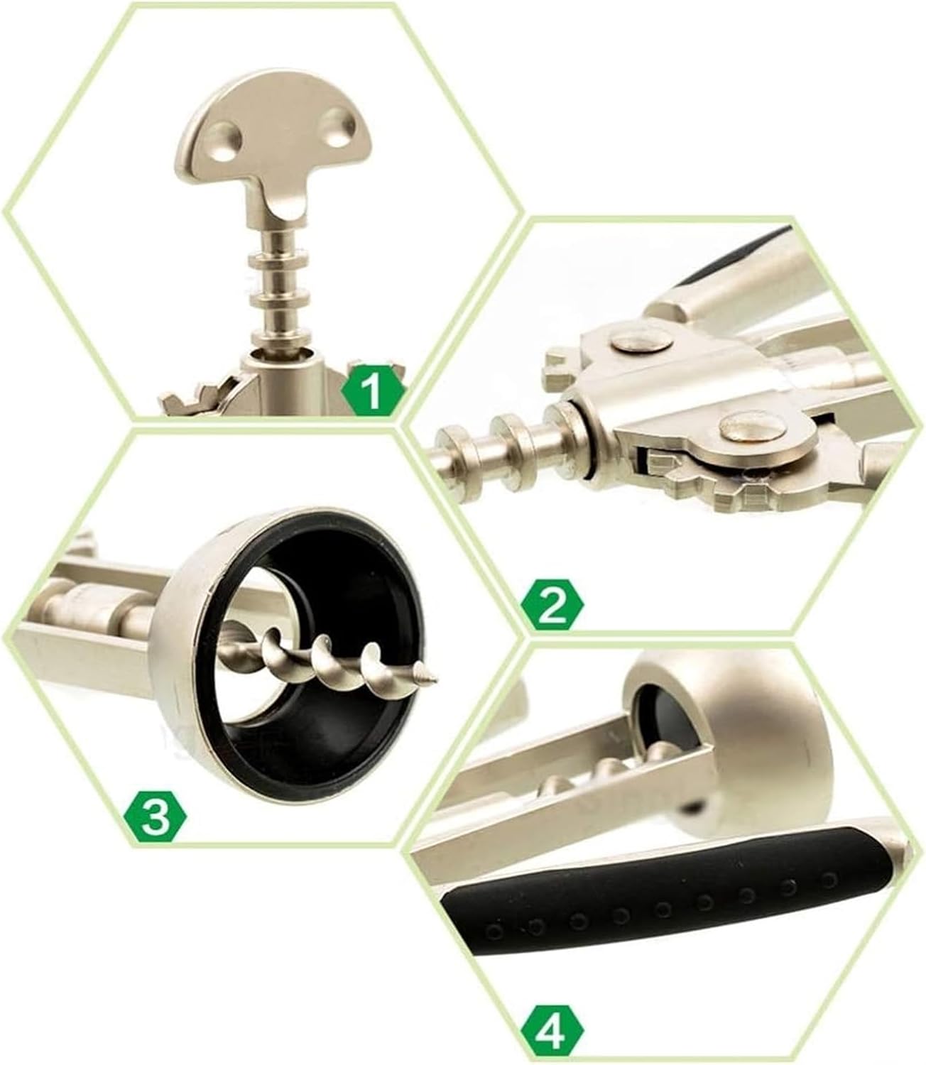 Wing Corkscrew for Red Wine Beer, Wine Bottle Opener Wing Corkscrew Zinc Alloy and Rubber