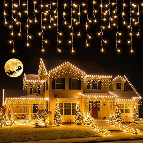ELKTRY 800 LED Eisregen Lichterkette Außen, 20M Erweiterbare...