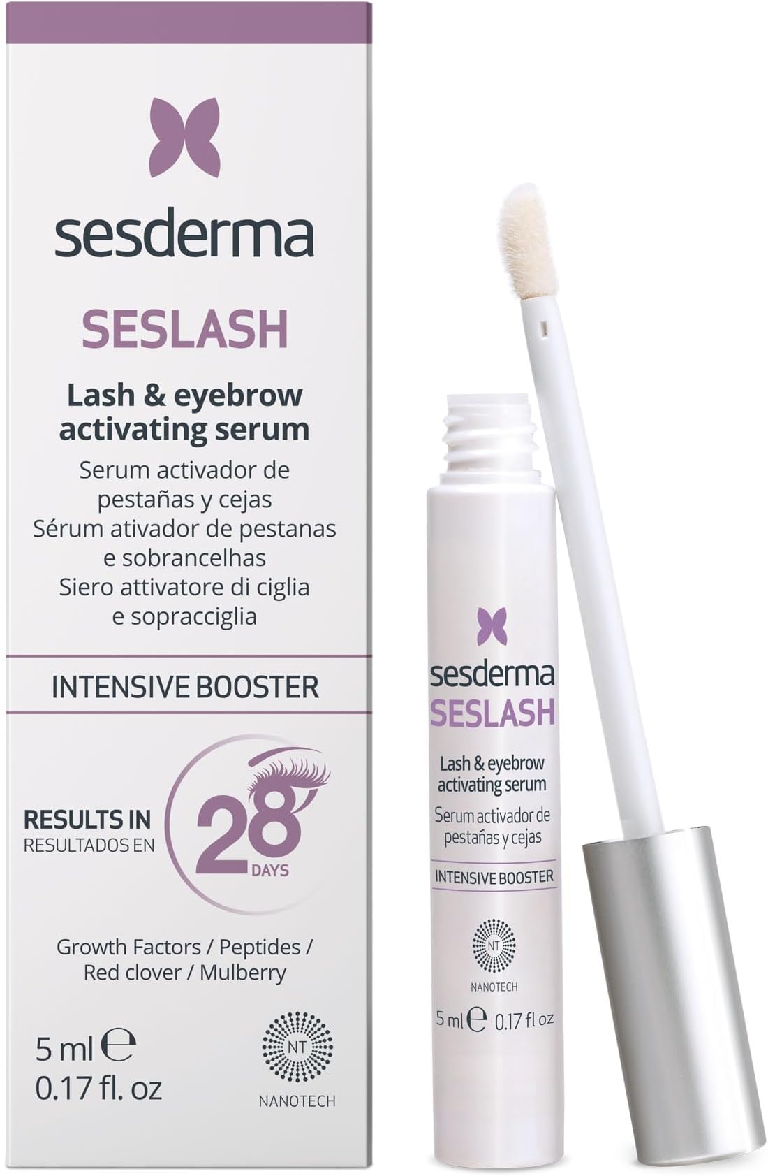 Seslash and Eyebrow Serum 5ml - Nourishing Formula for Longer Thicker Eyelashes - Fuller Eyebrows with Reducing Hair Loss - Lash Eyebrow Growth Promoter