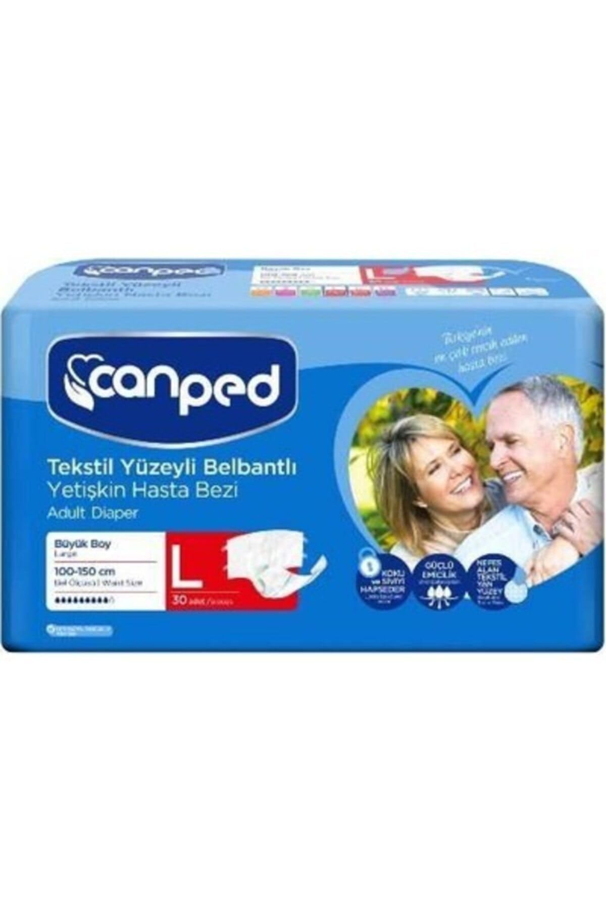 Canped-Tekstil Yüzeyli Belbantlı Yetişkin Hasta Bezi Large 30'lu