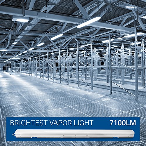 Hyperikon LED Vapor Proof Fixture, 150 Watt Replacement (70W) Garage Lighting, Frosted Lens, UL, DLC, Crystal White, 4 Pack