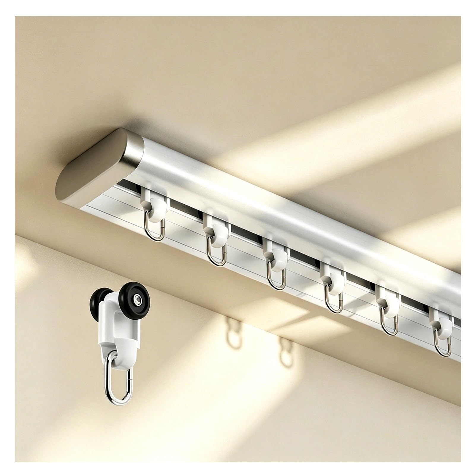 Rail de rideau robuste en aluminium de 450cm pour un montage au plafond discret