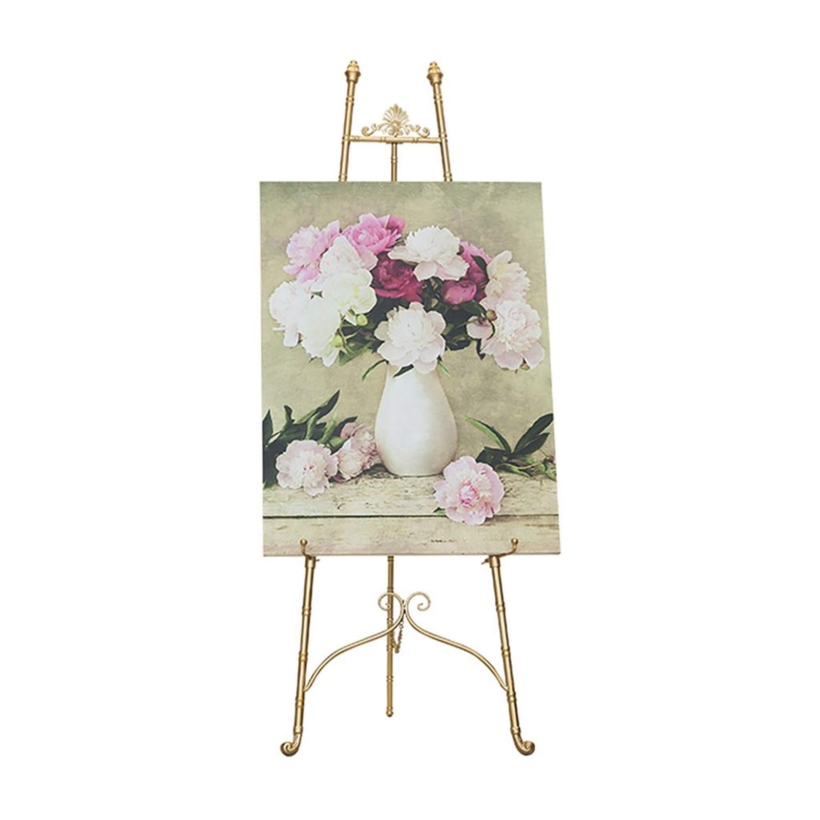 HADECOLL Wedding Easel,Exhibition Stand Poster Advertising Display Holder Wrought Iron Oil Floor Stand Indoor Tripod For Advertising Companies And Other Places,Gold-120Cm