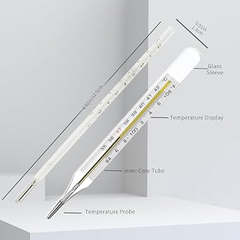 F &C Oral Thermometer for Adults and Kids 2PCS - Glass Thermometer for Rectal Temperature - Accurate Easy Reading - AiBi TECH