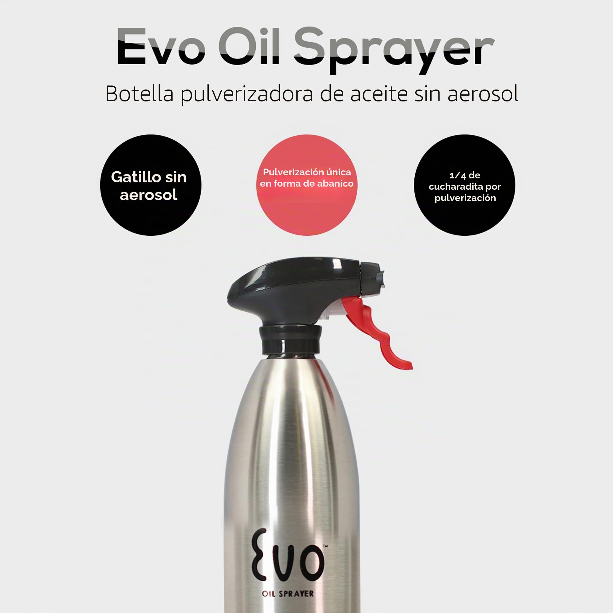 Harold Import Company Evo cocina parrilla disparador de oliva y aceite de cocina rellenable non-aerosol 18/8 acero inoxidable pulverizador botella, 16 oz
