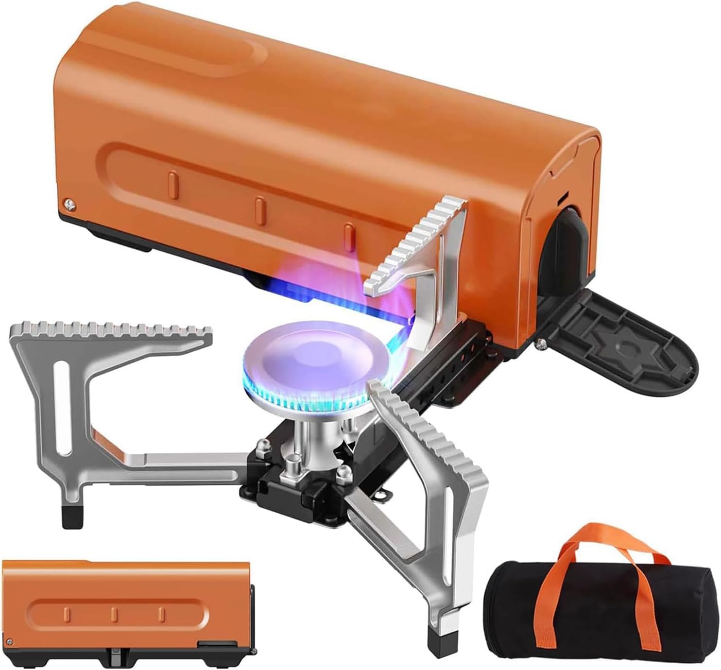 Camping Gas Stove Portable,Camping Cassette Stoves, 2200W Foldable Butane with Piezo Ignition & Carrying Bag, for Outdoor BBQ, Hiking Road