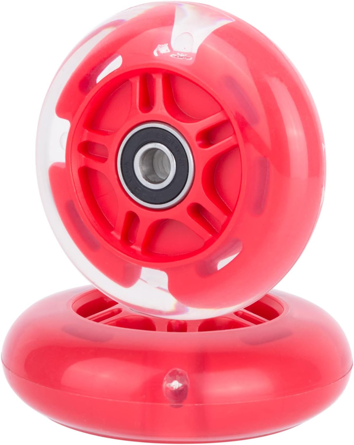 AOWESM 80mm Light Up Scooter Wheels L.E.D.Flashing 3-Wheel Kick Scooter Rear Replacement Wheels for Kick Push Scooters, Inline Skates, Micro Kickboard, Luggage and more (2-Pack) (Red)