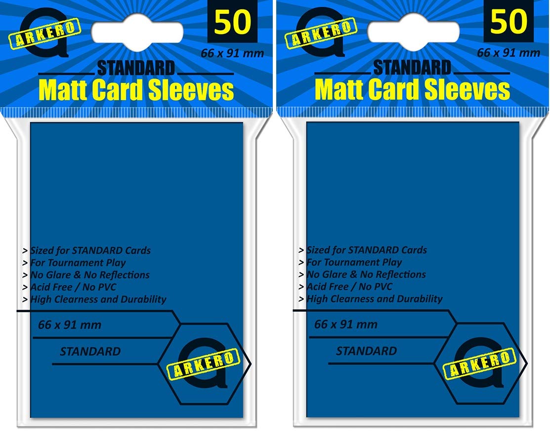 Arkero-G 100 Standard Matt Non-Glare Card Sleeves Blau/Blue Kartenhüllen Deck Protectors Standardgröße Spielzeug