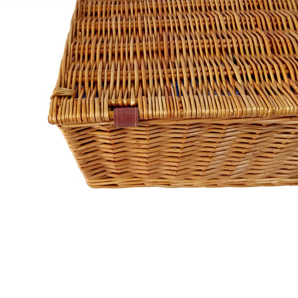 Cestino da Picnic per 4 Persone, Set da Picnic in Vimini, Cestino da Picnic in salice con Posate, Kit di Servizio e Manico, Accessori Completi per Picnic