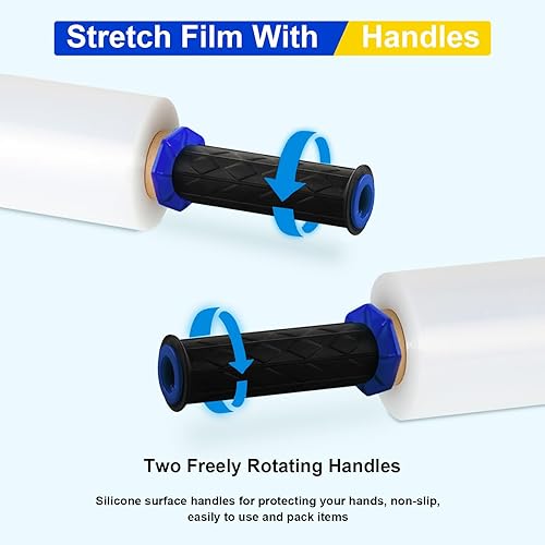 Miniatura 3 de Película elástica, resistencia industrial, envoltura retráctil para envoltura de paletas, envoltura de plástico transparente resistente con asas,