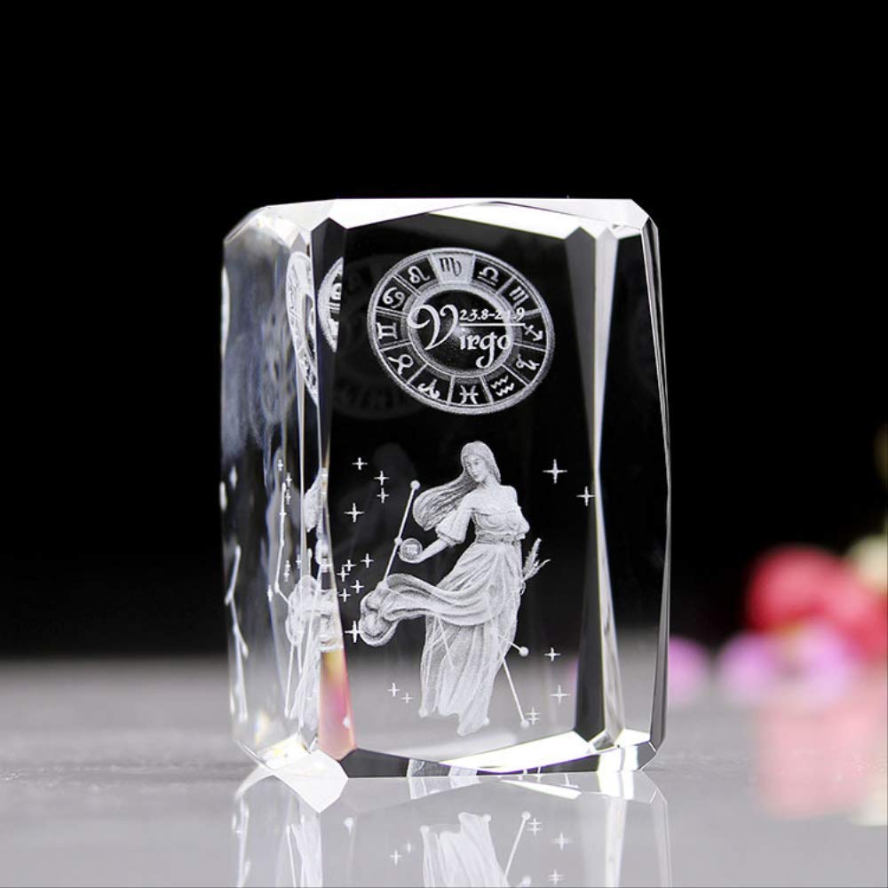 ZGPTX Crystal 3D Statue Decor Gift Twelve Constellation Crystal Inner Carvings Gifts Crystal Ornaments
