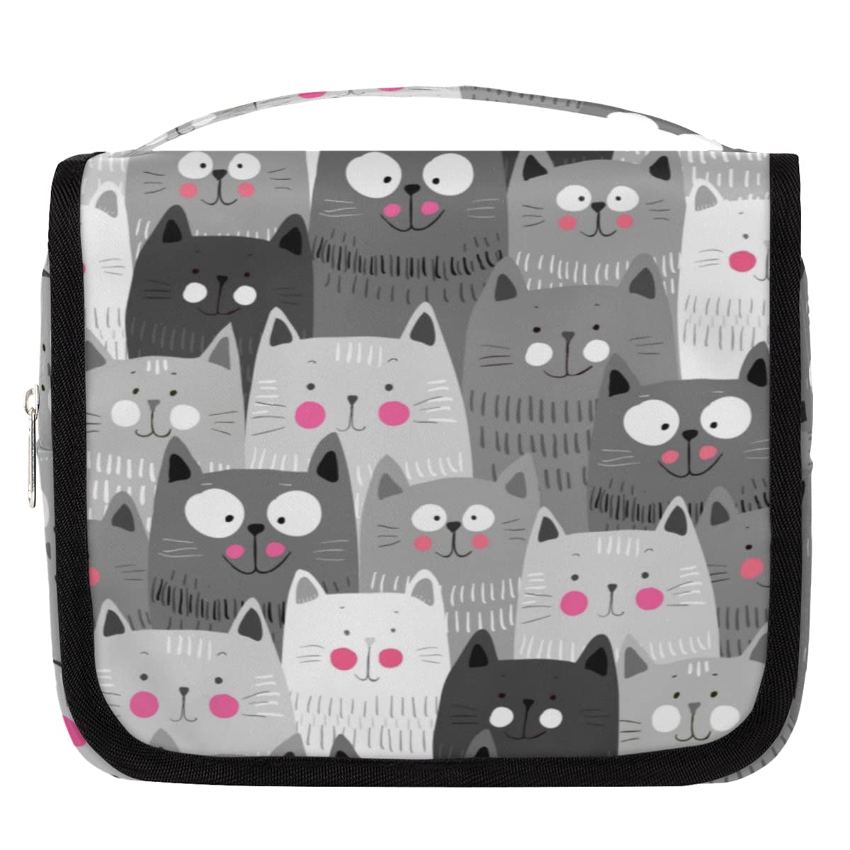 Uroczy kotek Caeroon Podróżna kosmetyczka Zwierzę Mycie Torba Unisex Wiszące przybory toaletowe Kosmetyczka Organizer do makijażu, wielobarwny, Jeden rozmiar