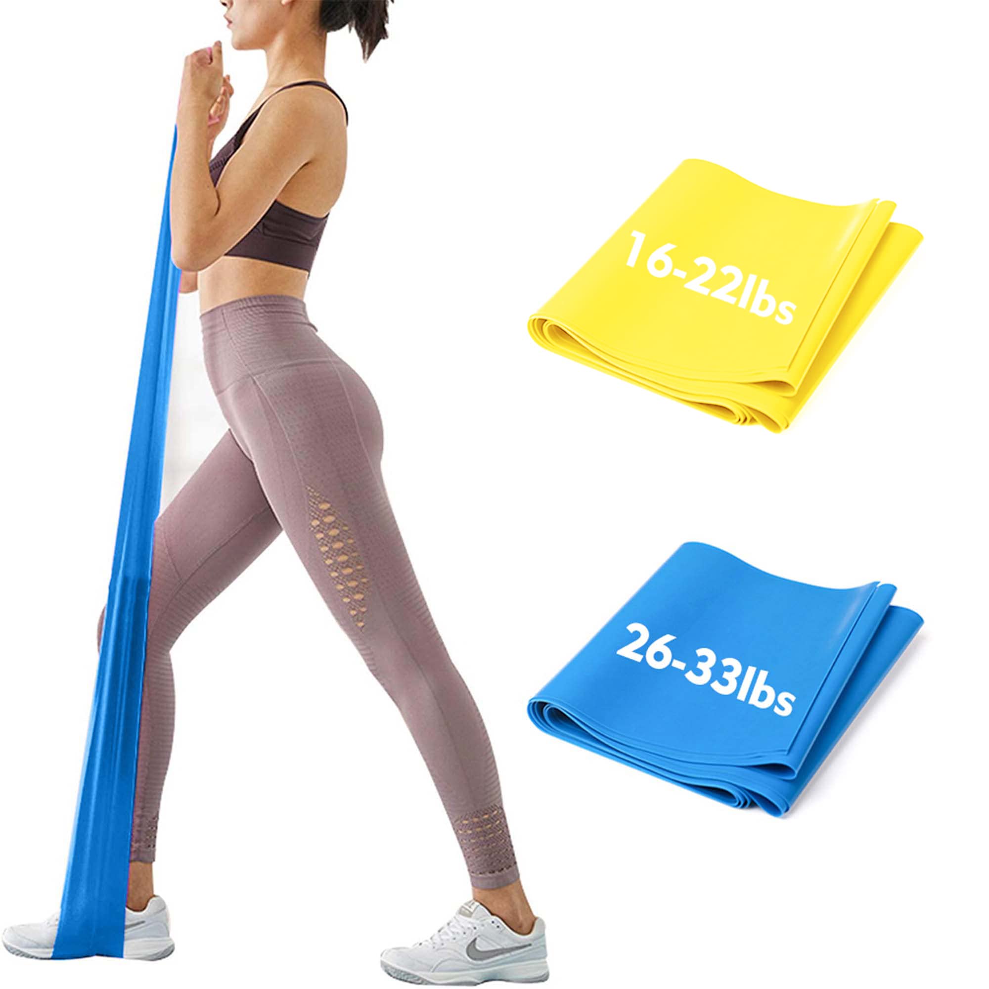 iMoebel Resistance Exercise Bands 2er Pack Gymnastics Fitness Bands 2 Strengths 8-10 kg / 12-15 kg Extra Long 1.8 + 2 Metres Premium Bands for Yoga, Pilates, Crossfit, Rehabilitation
