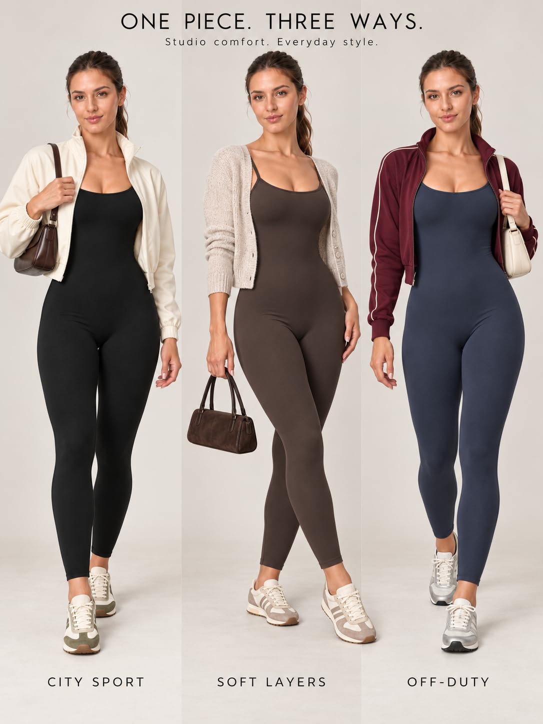 Sunzel Combinaison une pièce zippée à manches longues pour femme, legging d'entraînement pour yoga, gym, entraînement, contrôle du ventre, barboteuse moulante