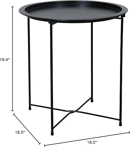 Miniatura 2 de Garden 4 you Mesa auxiliar plegable de metal, mesa auxiliar redonda amarilla para sofá cian, mesa plegable pequeña, bandeja auxiliar redonda, junto