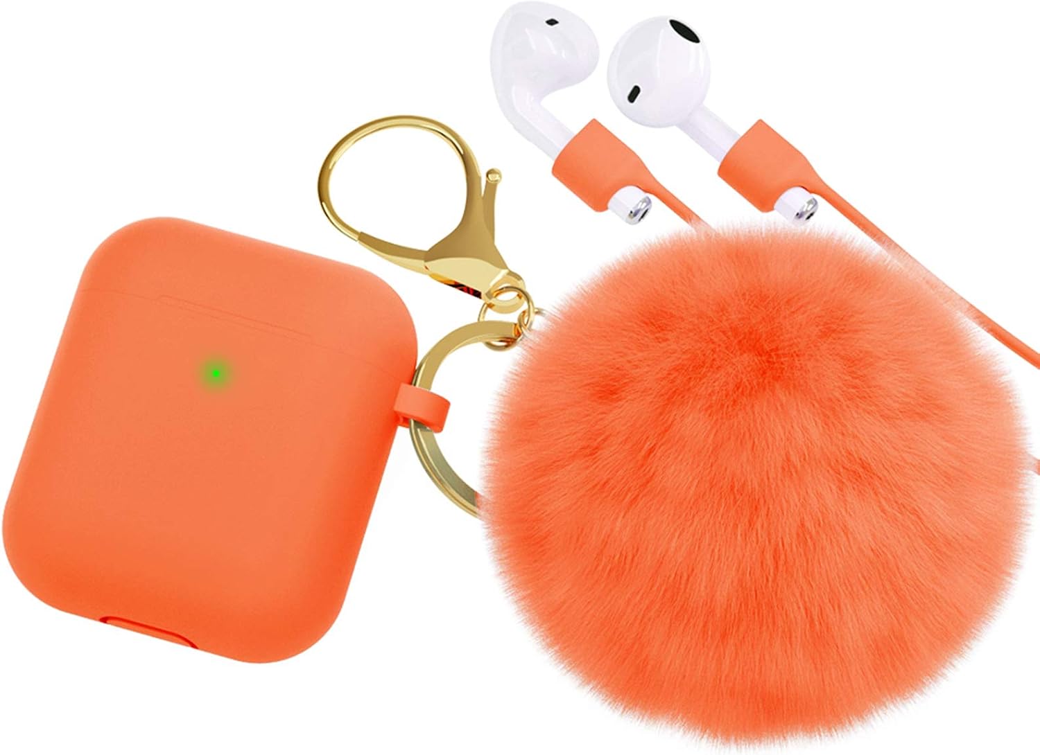 BRG Airpods 3 Case Cover, Soft Silicone Protective Case Skin with Keychain for Apple Airpods 3 Case 2021[Front LED Visible] (Orange)