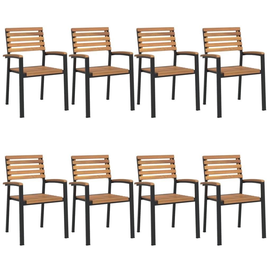 vidaXL Juego de Comedor de jardín 9 pzas Madera Maciza Acacia y Metal, Juego de Comedor, Juego de Comedor de Exterior, Mesa de Comedor