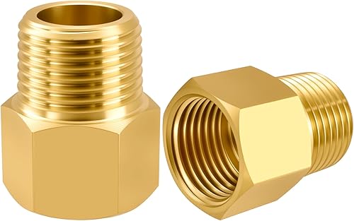 SDTC Tech Paquete de 2 accesorios de tubería de latón 38 NPT rosca macho a adaptador reductor de rosca hembra 38 NPT, conectores de extensión de