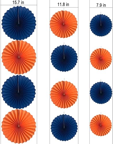 Miniatura 49 de MOWO Abanicos de papel rosa y naranja intenso, decoración de pared para colgar en el techo, decoración para otoño, otoño, Acción de Gracias, baby