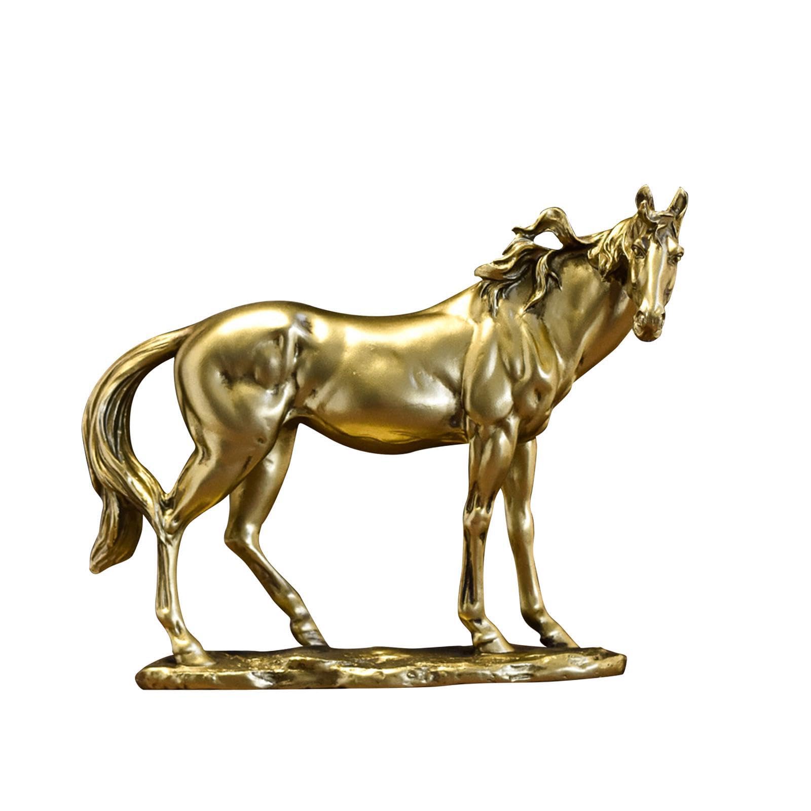 Alcxazs Gold Elegant Horse Statue Shelf Tabletop, 24.5X5.5x20cm