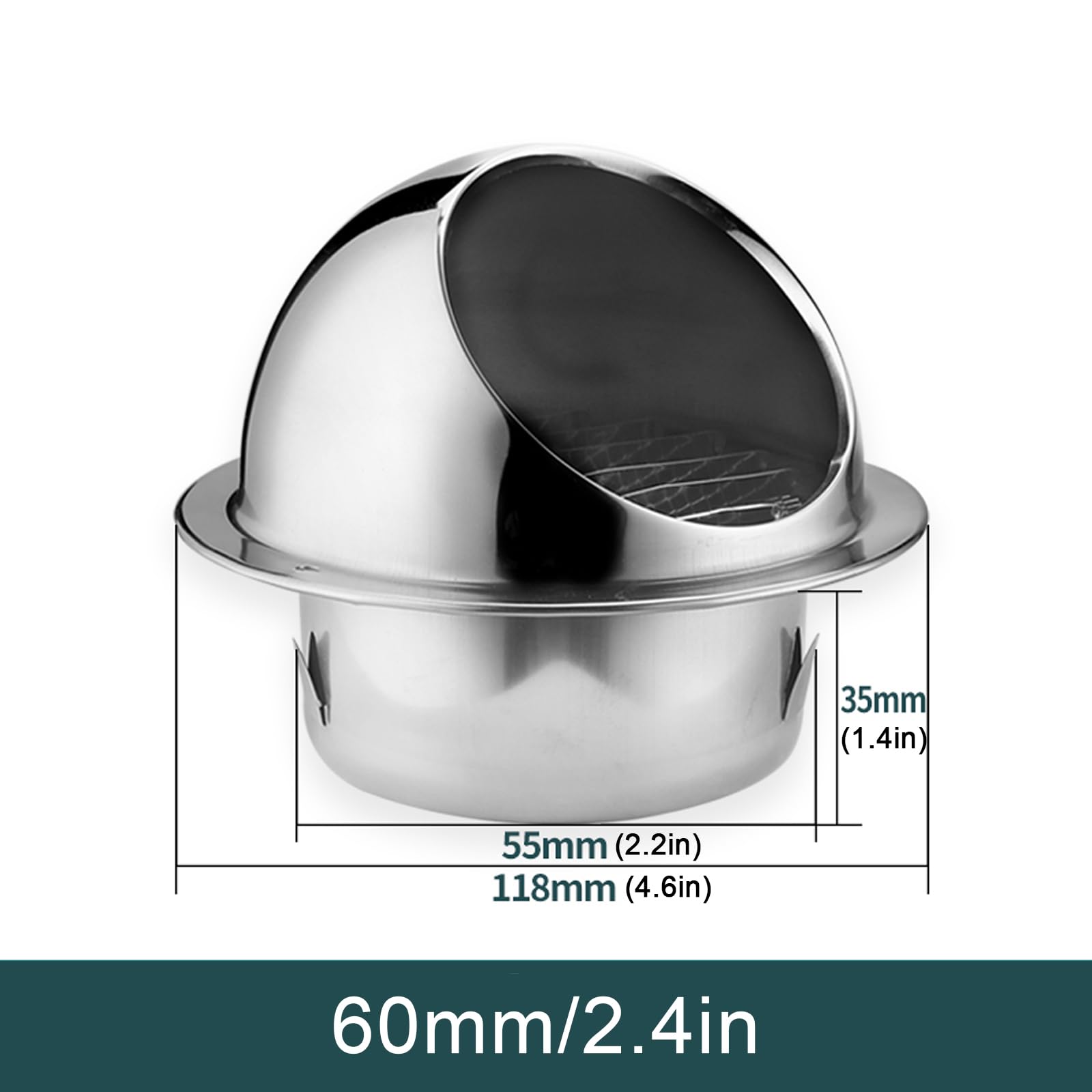 Tubo di scarico Range Hood rotondo Wall sfiato Outlet copertura,acciaio inox 304 Comignolo cappello,Duct sfiato Grille,tubo pioggia copertura Protettore cappello,50mm-300mm,Facile da installare (60m