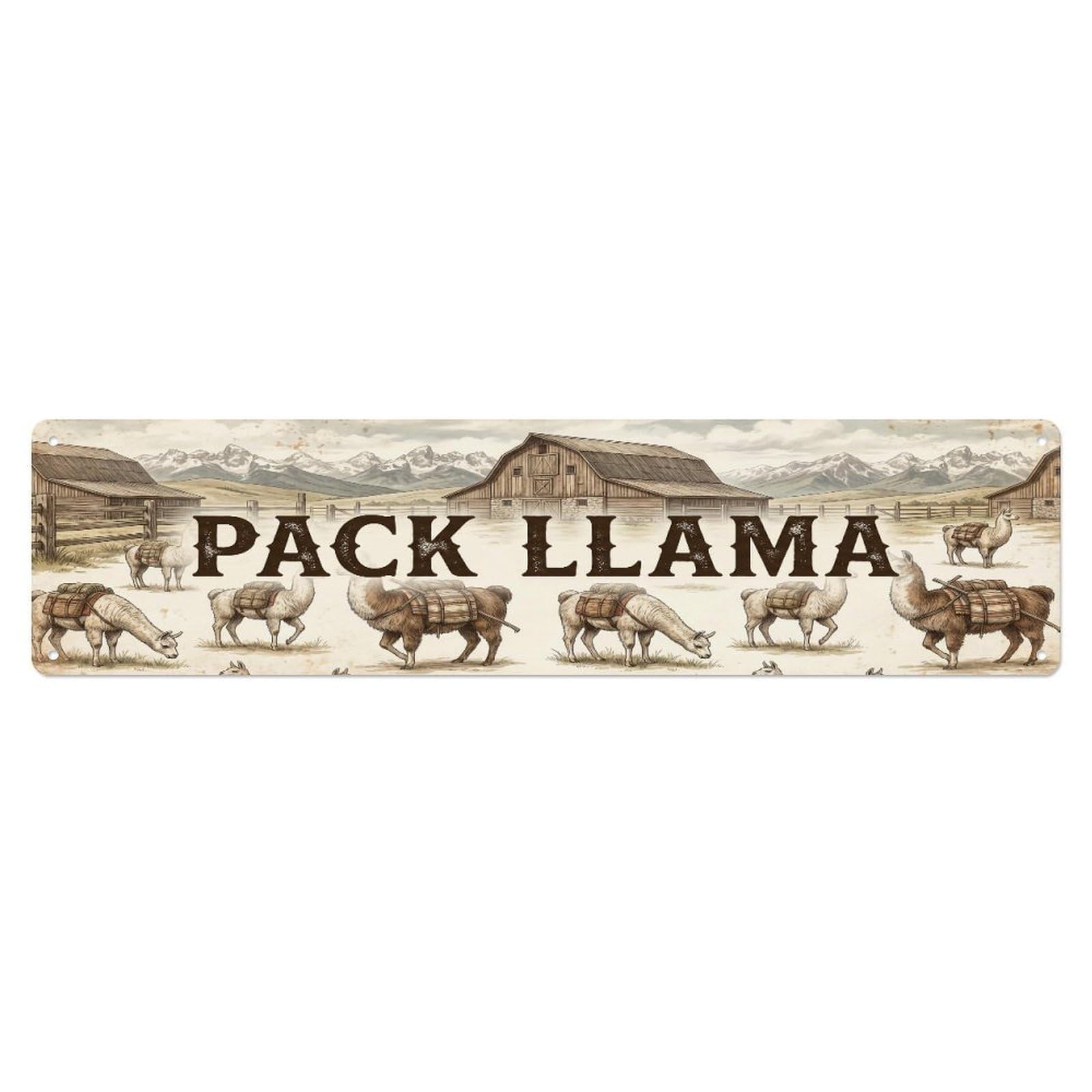 Xanthor Style Metal Tin Sign Vintage Yard Pack Llama Farmhouse Funny Llama Backyard Farm