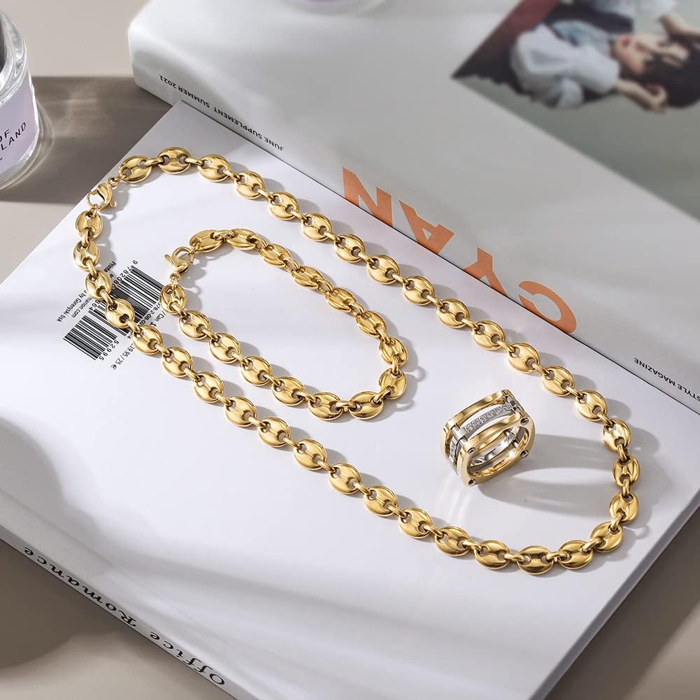 Coffee Bean Bracelets Stacked Link for Women Adjustable Gold Plated Stainless Steel Link Charm Chain for Men and Adults Fashion Gift - Image 4