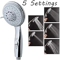 Vista 6 de HauSun Handheld Shower Head with On/Off Switch - 5 Spray Settings 6.5 Feet Extra Long Hose High Pressure with Bathroom Faucet Kit - Universal