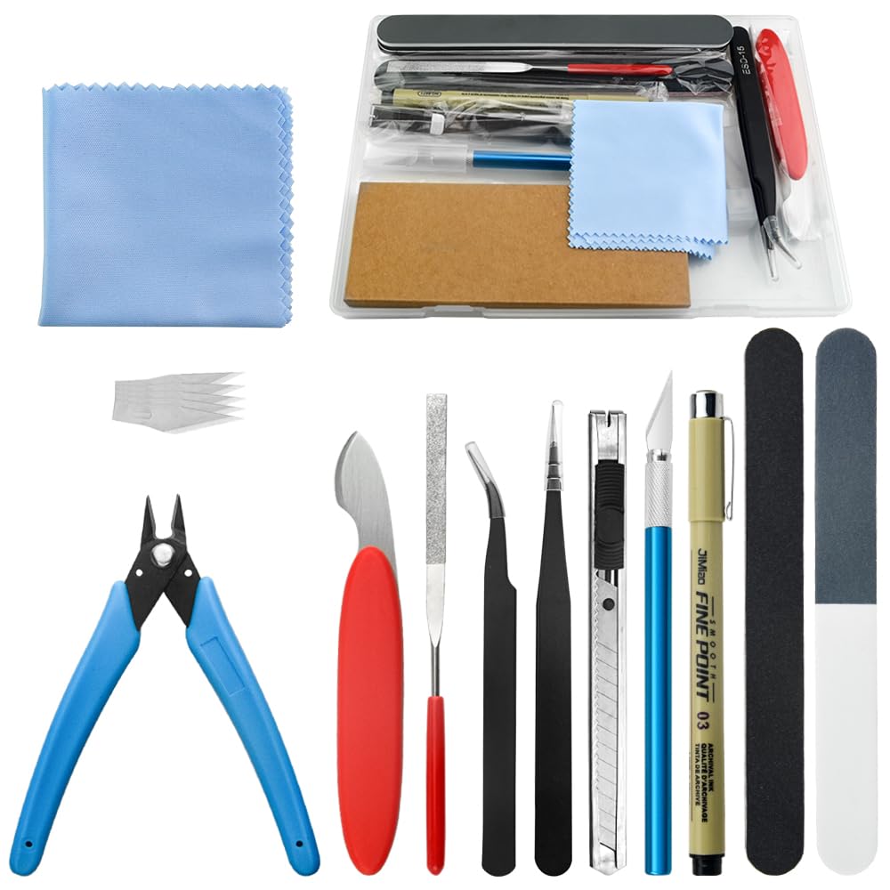 TOVOT 16PCS Model Tools Hobby Building Tools Craft Set Modeler Basic Building Kit for Gundam Model Assembling Building and Repairing