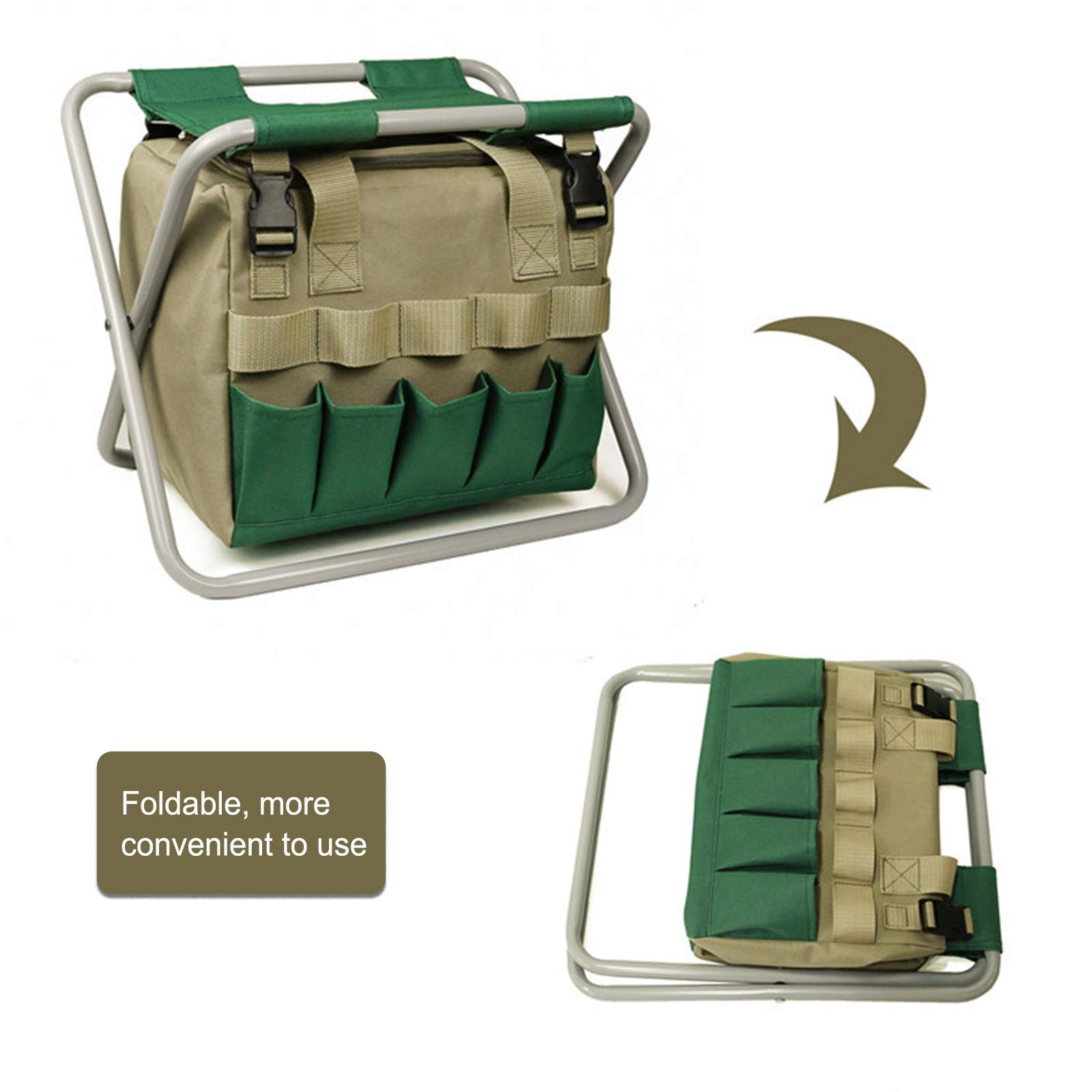 Haofy Tabouret Pliant pour Jardin, Camping, Siège Portable Robuste avec Tissu Oxford 600D, Kaki, Vert foncé, pour Le Travail dans la Cour, la Pêche, la Randonnée, Les Activités de