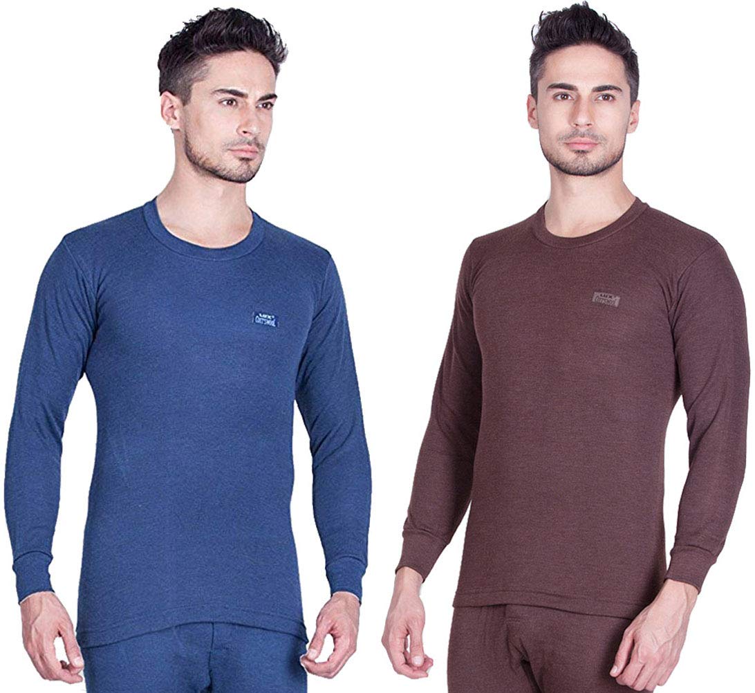lux cott's wool Lux Cottswool Men Round Neck Full Sleeves Upper Thermal - Pack of 2 (Multi-ColourMulti-Colour_95 cm)-picture-21