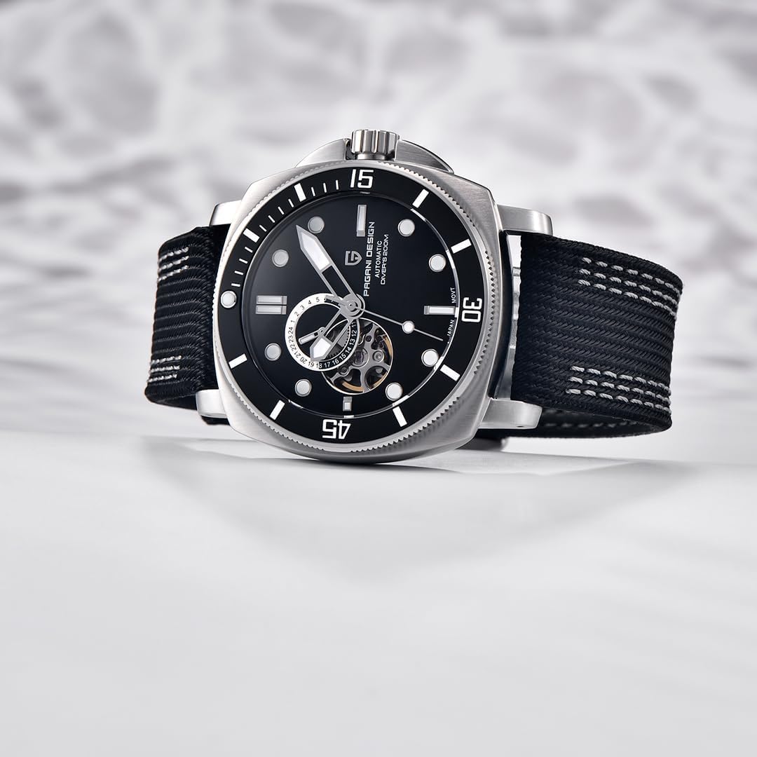 Pagani Design 1736 Automatik Tourbillon Mechanische Uhr Japan NH39 Saphirglas Lederband 200 Meter Taucheruhr Sport Herrenuhren