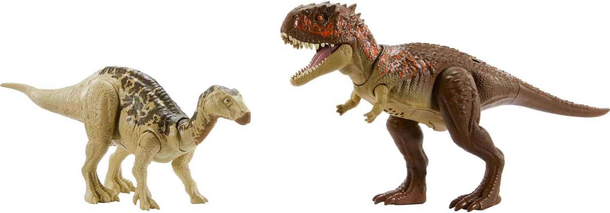 Mattel Jurassic World Survival Instincts Roarin' Battle Pack Set with 2 Action Figures, Roar Strikers Iguanodon & Skorpiovenator Dinosaur Toys