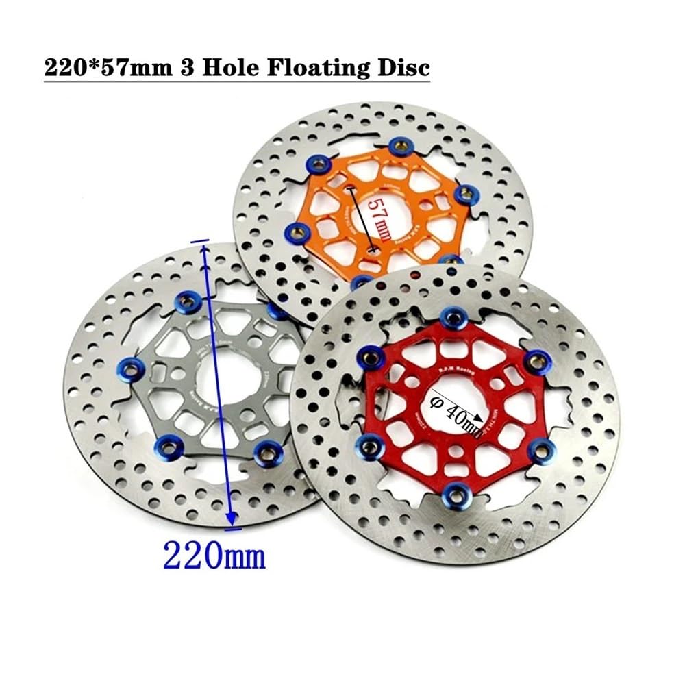 Disco Dischi Freno Moto Moto Universale 3 Fori Per 220mm * 57mm Freno A Disco Flottante Per RSZ JOG FORCE Rotore Set Parti Di Ricambio