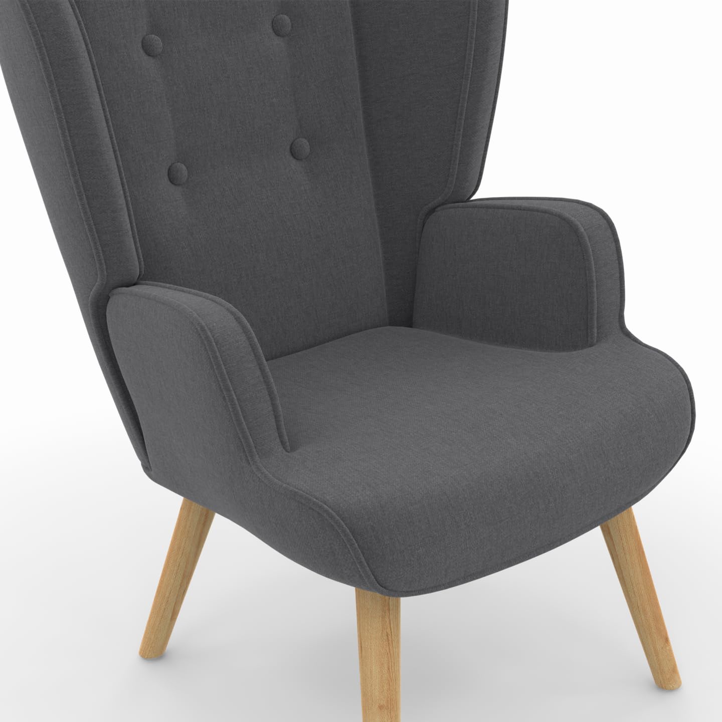 IDMarket Sven Grand Confort - Sillón escandinavo en tejido gris antracita