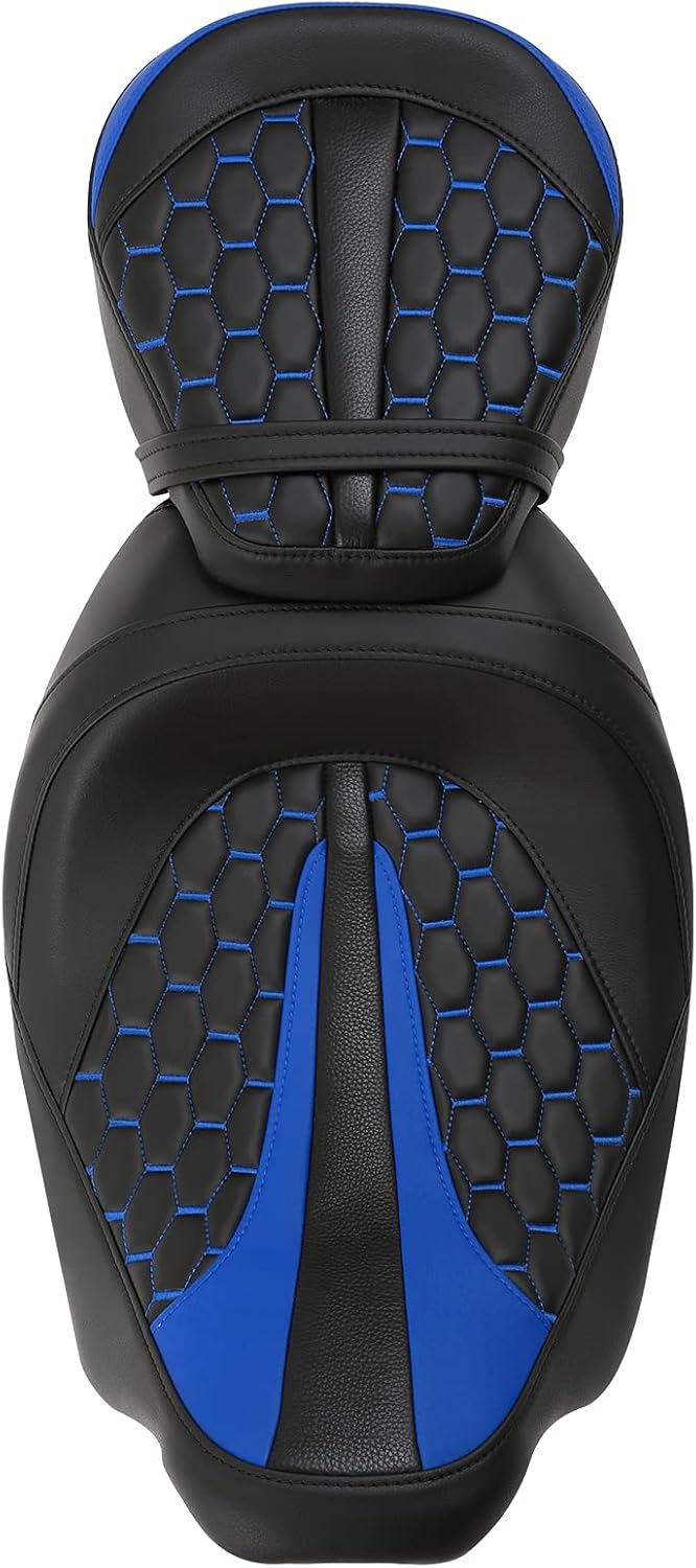 Green-L 2 Up Driver&Passenger Seat Fit for Harley CVO Street Glide Road Glide Electra Glide 2009-2023 (Black+Blue)