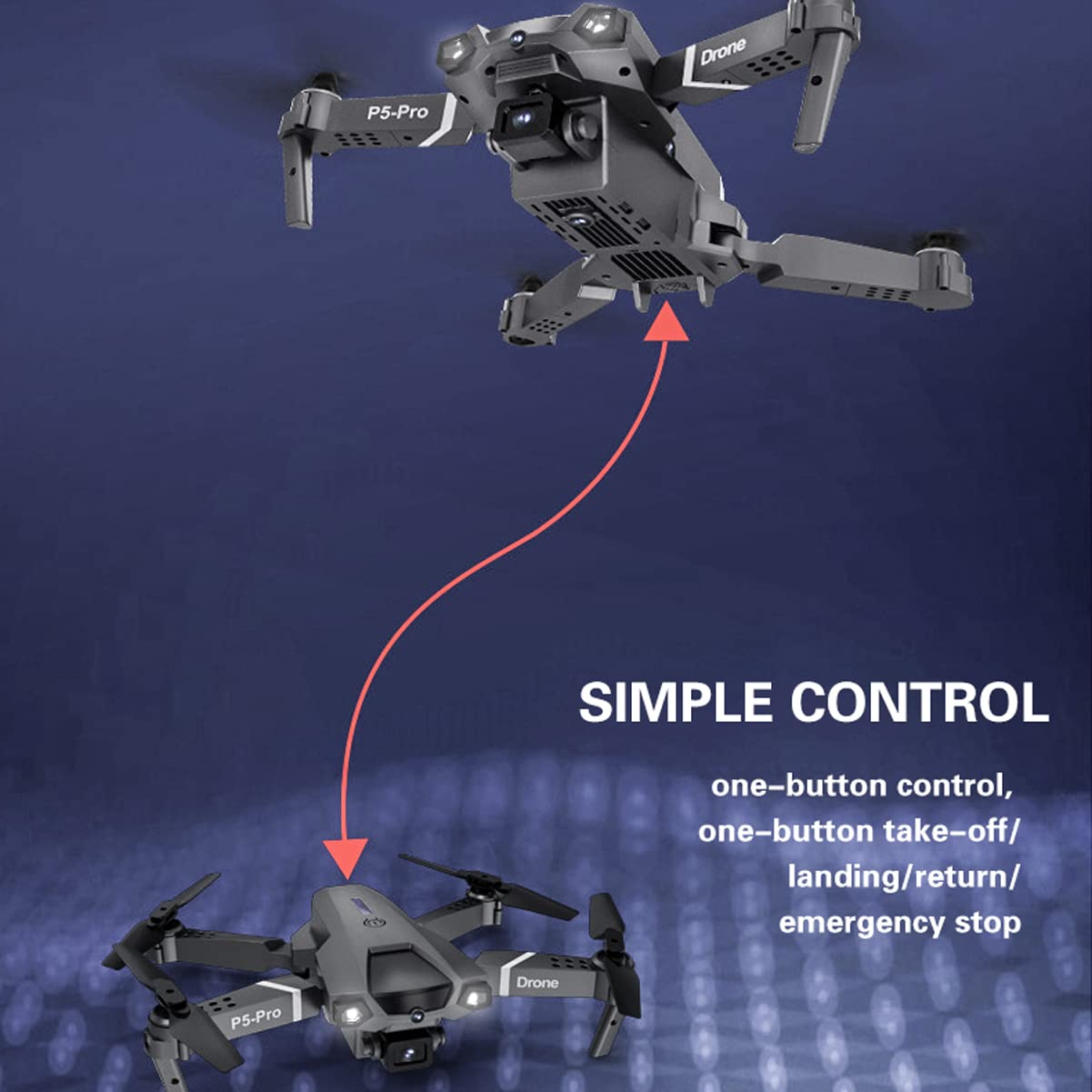 Droni RC Pieghevoli con Fotocamera 4K HD per Adulti, Mini Drone per Principianti, prevenzione Intelligente degli Ostacoli, sensore di gravità, Posizionamento del Flusso Ottico al Passaggio d
