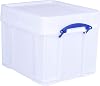 Really Useful Box 35 Liter Plastic Stackable Storage Container with XL Snap Lid & Built-in Clip Lock Handles for Home or Office Organization, 3 Pack