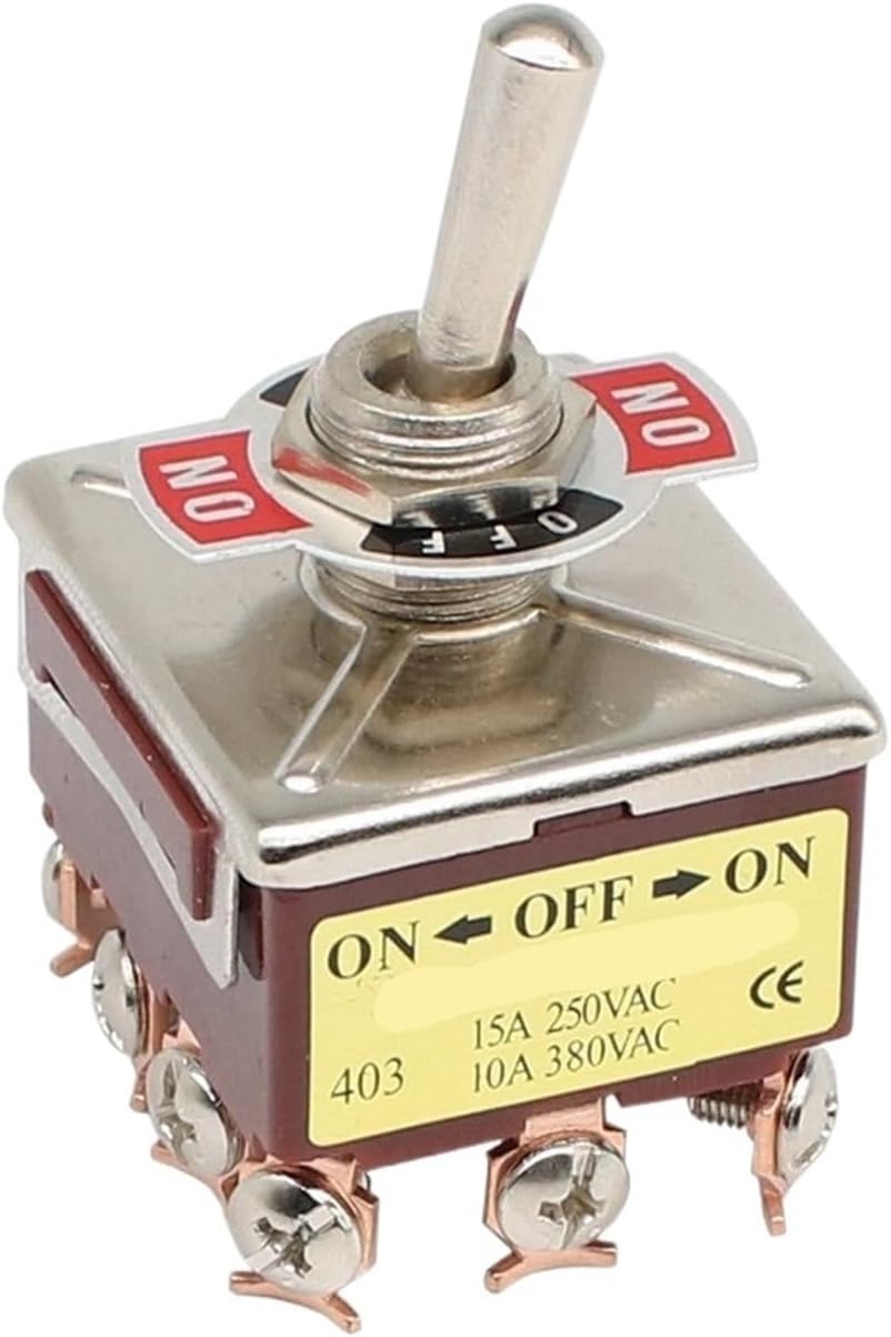 1 Pack E-Ten 403 High End Rocker Push Button Switch 12 Pin ON-Off-ON Silver Contact Copper Pin 12mm 250V 15A Rocker Toggle Switch (Color : E-TEN403 ON-Off-ON, Size : with Cap)