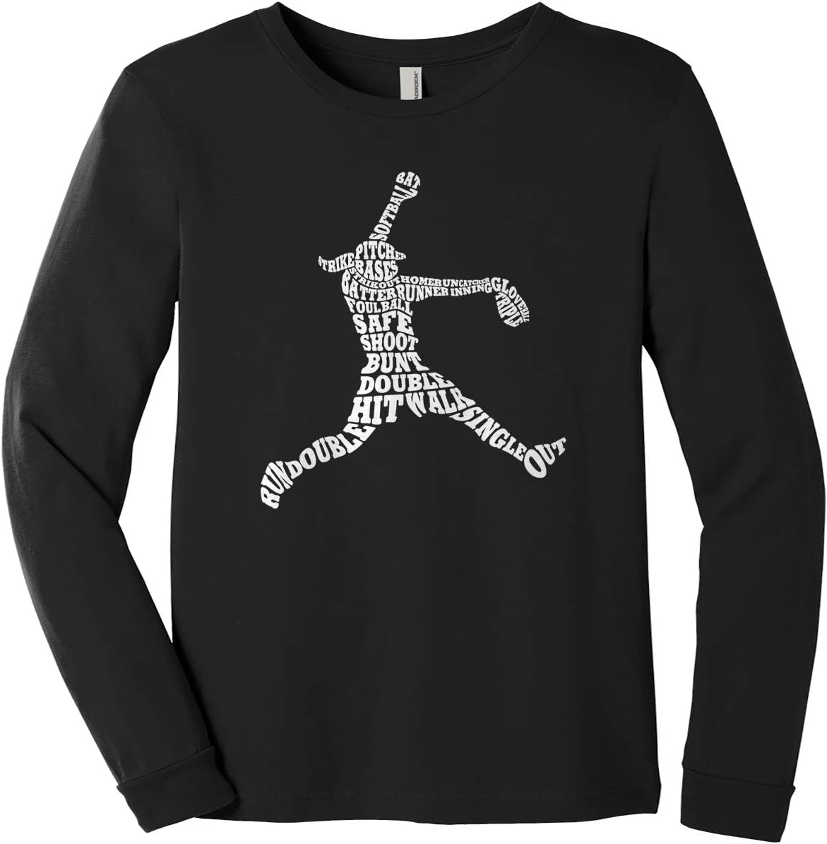Threadrock Big Girls' Softball Player Typography Youth Long Sleeve T-Shirt