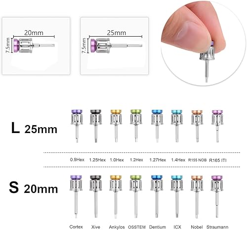 Miniatura 7 de Kit de prótesis de implante universal, 16 piezas, llave de conductor, taladro de trinquete hexagonal